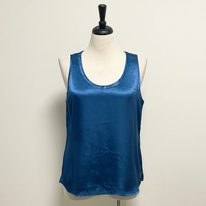 White House Black Market Digital Teal Blue Sleeveless Satin Shell NWT Medium